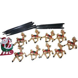 Christmas Santa and Reindeer Mini Lawn Stakes